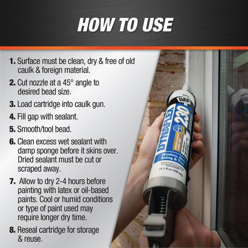 DAP 18288 DYNAFLEX 230 Premium Elastomeric Interior and Exterior Sealant, 10.1 oz, Almond, 10 Ounces