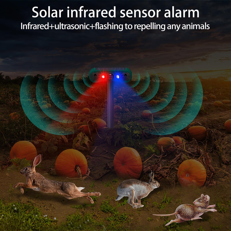 Solar Outdoor Motion Sensor Alarm: Upgraded Ultrasonic Solar Infrared Induction Alarm IP65 Outdoor Motion Detectors 129dB with Red/Blue Flashing Light (1) 1