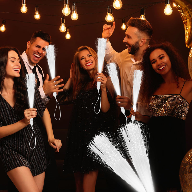 96 Pcs LED White Glow Stick Light Up Fiber Optic Wand Bulk Glow in The Dark Wands with 3 Light Modes for Wedding Club Carnival Party Birthday Concerts Favors