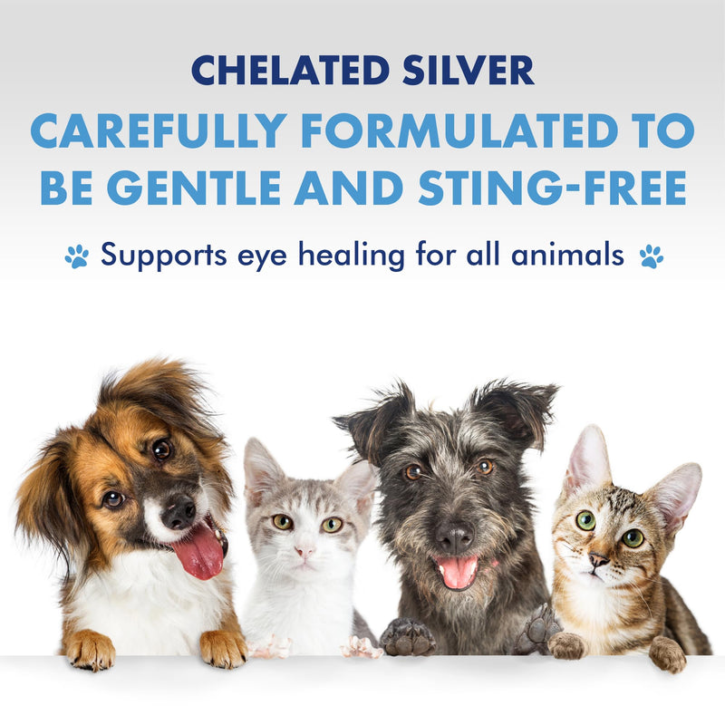 PetSilver - Wound & Skin Spray (4 fl oz) and Eye Wash (4 fl oz) with Patented Chelated Silver - Wound, Hot Spot, & Itch Relief Spray - Eye Cleaner & Tear Stain Remover for Cats and Dogs - Made in USA
