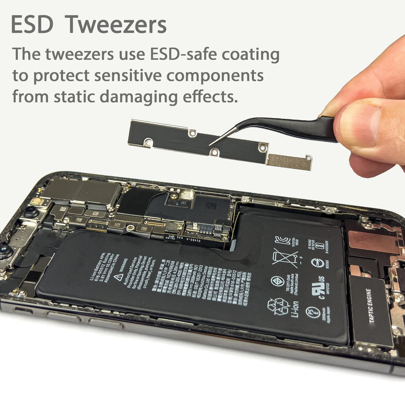 Precision Tweezers Set for Working with Small Parts, Anti-Static, Non-Magnetic, Acid-Proof, Anti-Corrosion, and Indispensable for Repair Electronics and Soldering
