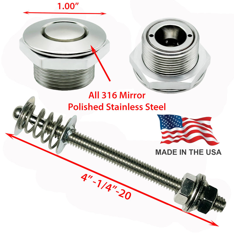Polished Stainless Steel 1.00"" & 4"" Stud Stainless Polished-1.0" 4" Stud