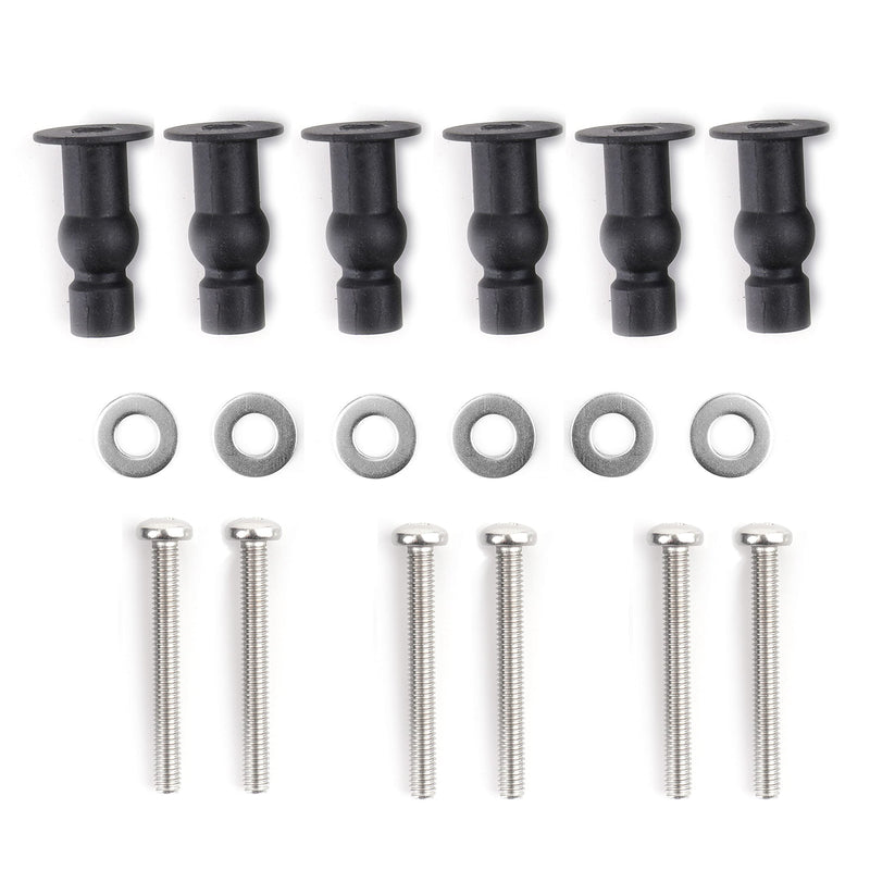 6 Pack Toilet Seat Hinges Screws Top Mount Nuts Screws Toilet Seat Fixings Expanding Rubber Toilet Seat Bolts Kit Compatible Black