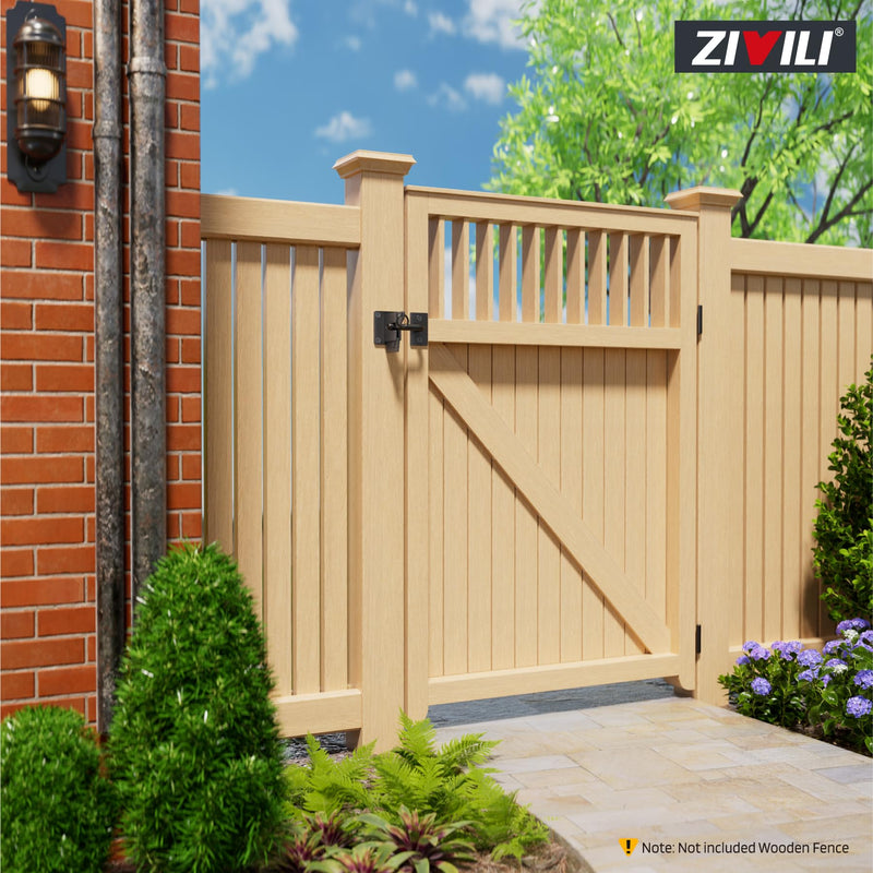 304 Stainless Steel Wooden Fence Self-Locking Gate Latch Heavy-Duty Gravity-Style Fence Gate Latch Privacy Latch, For Wooden Doors, Metal Doors, and Vinyl Fences Gate Lock Hardware (Black-Sand) Black
