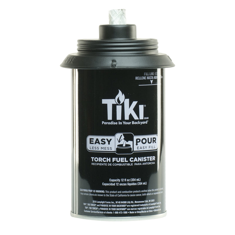 TIKI Torch Replacement Canister Set of 4 – Refillable Metal Torch Fuel Canisters with Easy Pour System, 12 oz – Weather-Resistant Outdoor Lighting Accessories for Patio, Garden & Deck