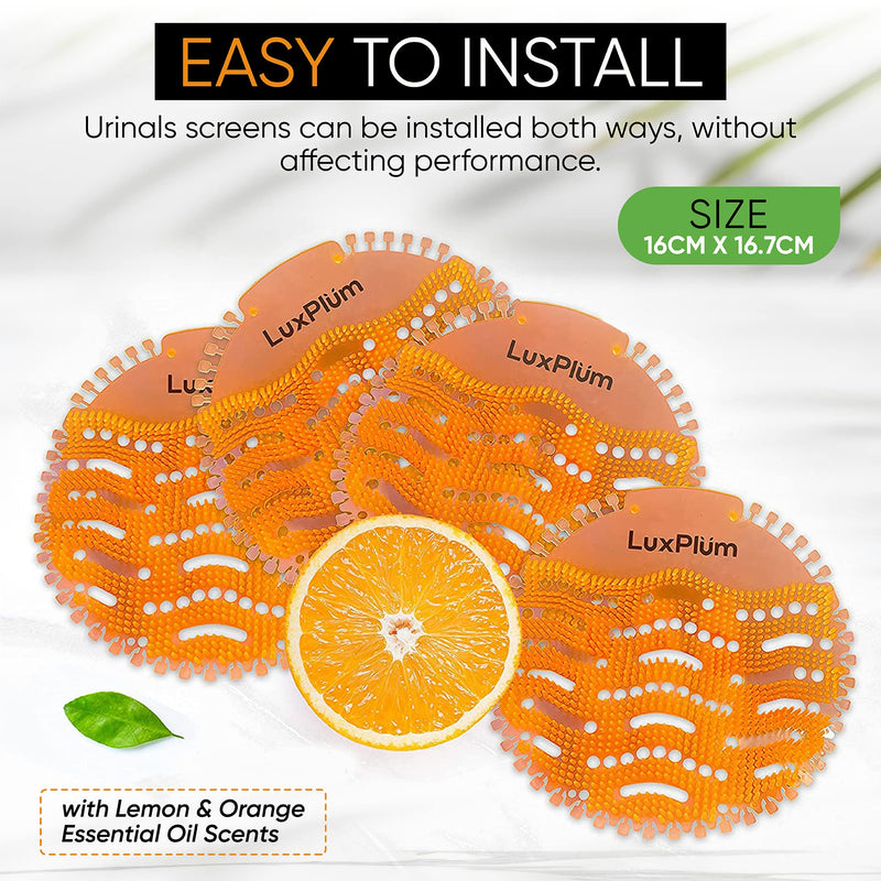 Urinal Screens Deodorizer 10 Pack - Orange Urinal Screen Deodorizer Urinal Mats With Splash Control - For Wet Dry Urinals, Reduces Odors - Urinal Cakes, Urine Odor Eliminator, and Toilet Deodorizer