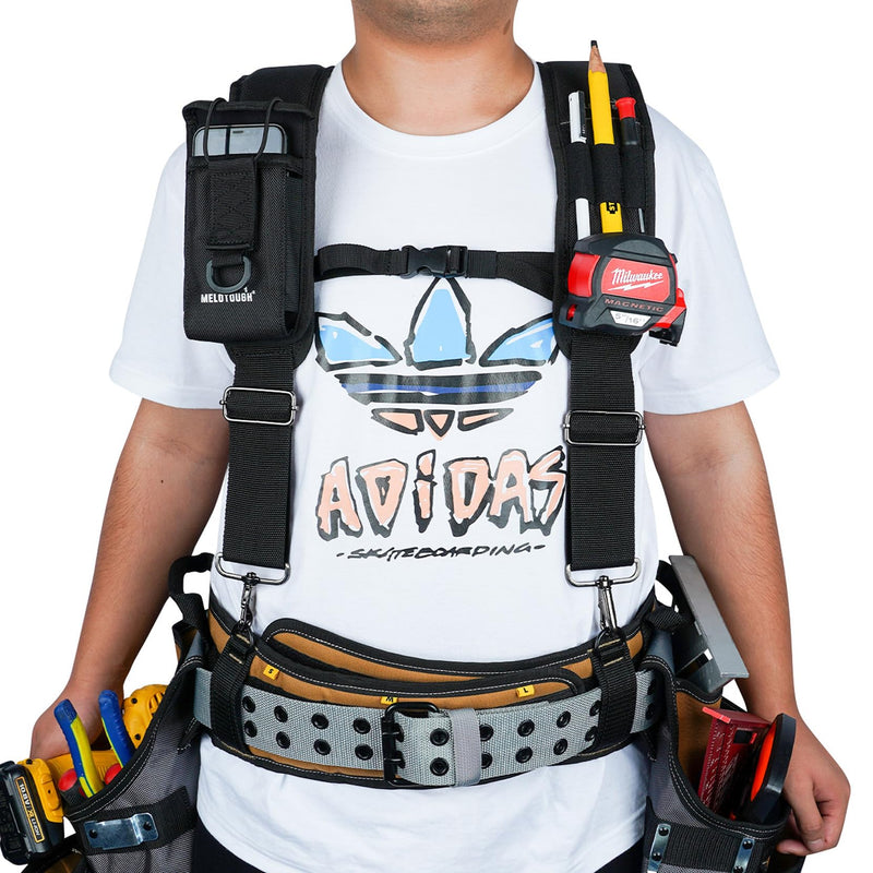 MELOTOUGH Tool Belt Suspenders Construction Bag Suspenders Padded Work belt Suspenders for Carpenter/Electrician/Roofing/Farmer work Suspension Rig(H Back) H Back Support Tool Belt Suspenders