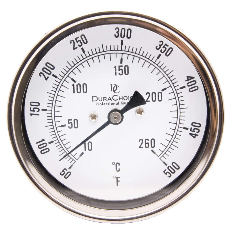 Industrial Bimetal Thermometer 5" Face x 6" Stem, 50-500 w/Calibration Dial ['6" Stem, 50-500Â°F']