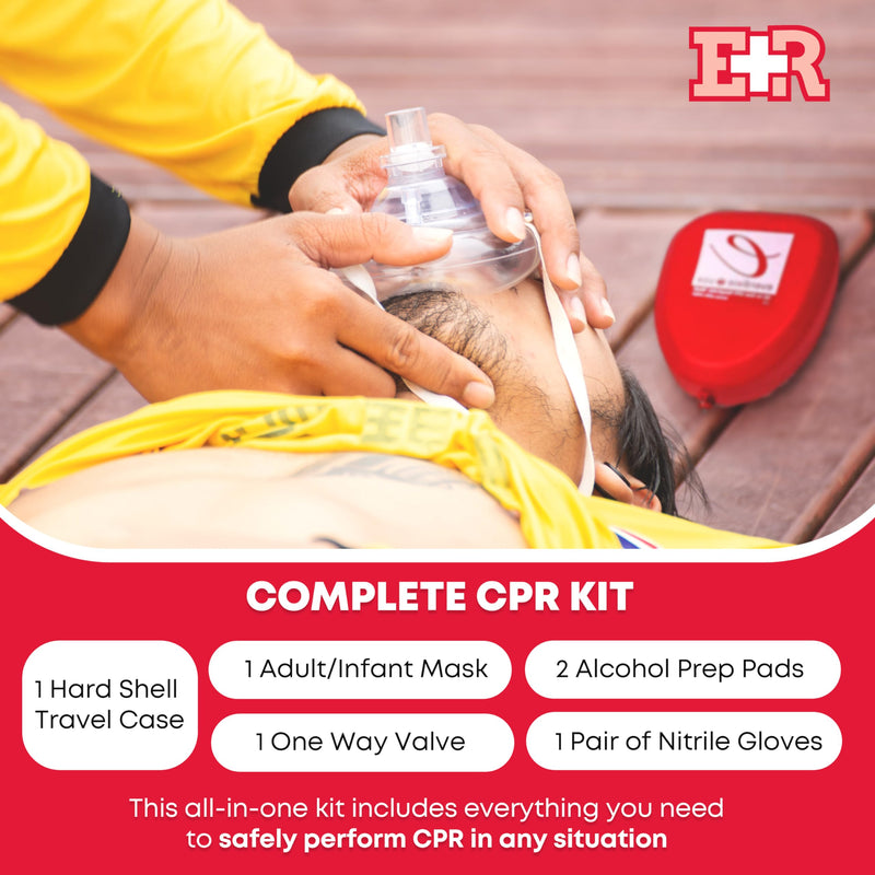 Ever Ready First Aid CPR Rescue Mask, Adult/Child Pocket Resuscitator, Hard Case with Wrist Strap, Gloves and Wipes 1