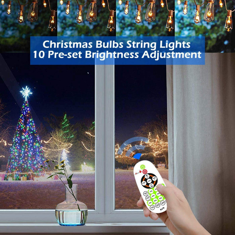 Outdoor Dimmer for String Lights 1500W, IP67 Waterproof/150FT Range/Timer Control/3 Prong Outlet for Outdoor LED String Lights & Incandescent Bulbs, Wireless RF Remote Plug-in Dimmer Switch