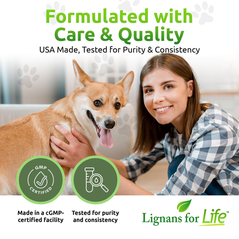 Lignans for Life Flaxseed Lignans for Dogs & People + SDG - Omega 3 Fatty Acids, High Fiber Antioxidants - Improve Shiny Coat, Digestive & Heart Health for Dogs, 35mg, 90 Flaxseed Capsules, 1 Pack 35mg, 90 Capsules, 1 Bottle - PawsPlanet Australia