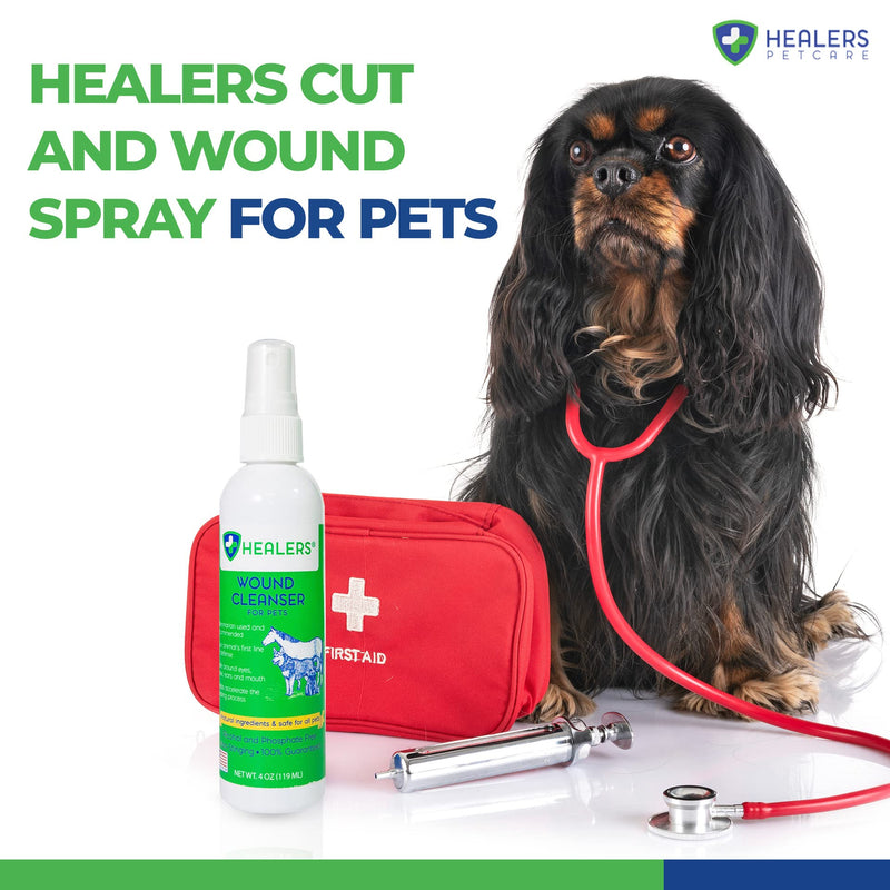 Healers PetCare Wound Cleanser - All Animal Wound and Skin Care Spray - Clean, Flush and Moisturize - Natural & Non-Toxic Pain Relief Cleaner for Dogs, Cats, & More Pets (4oz) 4 oz - PawsPlanet Australia