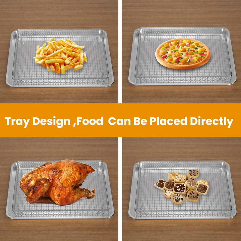 Stainless Steel Baking Tray Pan and Air Fryer Basket Compatible with Cuisinart Airfryer TOA-060 and TOA-065，for Convection Toaster Oven (with Cuisinart Airfryer TOA-060 and TOA-065)