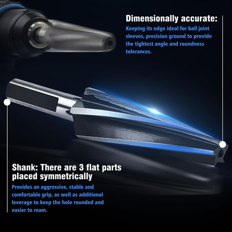10 Degree Ball Joint Tapered Reamer, Tapered Ball Joint Reamer for 1-1/2" Per Foot Taper, for Fitting Ball Joints and Tie Rod Ends, Made of 6542 High-Speed Tool Steel (10 Degree) 10 Degree