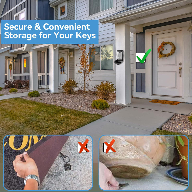 Key Lock Box, Wall Mounted Key Storage Box with 12-Digit Keyboard Combination, Resettable Code, Large Capacity, Waterproof Security Lock Box for Home, Office, Outdoor Generic