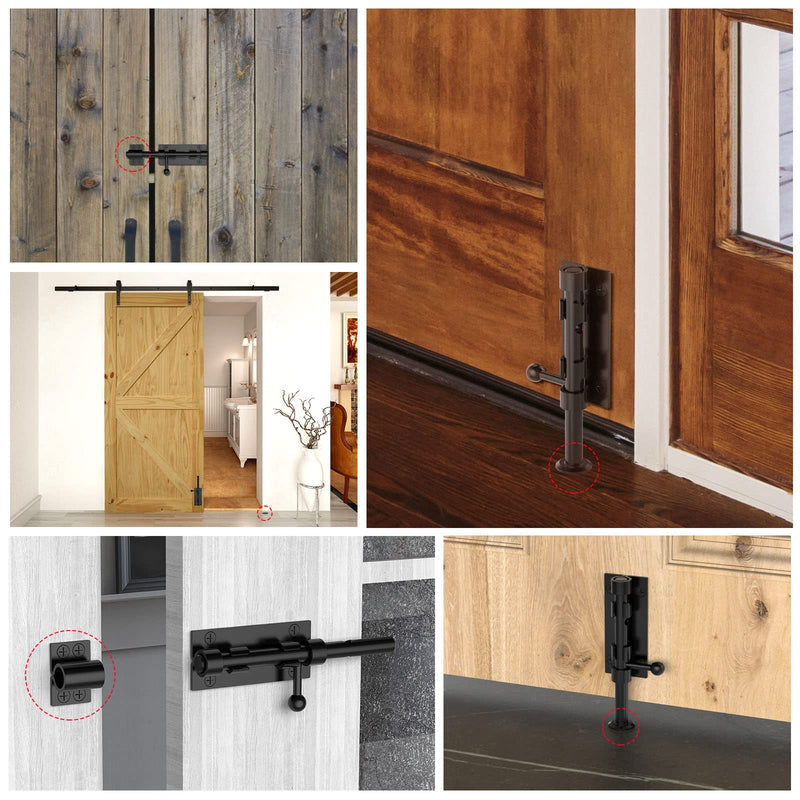 Barrel Bolt Latch, Slide Bolt Gate Latch, 6.3 Inch Heavy Duty Solid 304 Stainless Steel Black Finish Door Lock for Fence/Wooden/Barn Door/Yard Door/Shed Door/Interior Door Latch (2 Pack Black) 2 Pack Black