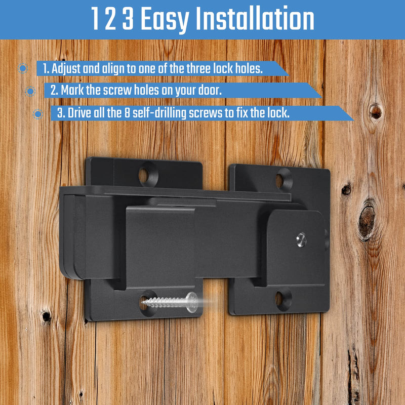 7.5" Flip Gate Latch Lock with Padlock Holes 2Pack, 4mm Heavy Duty Aluminum Alloy Door Latch for Outdoor Wooden Fence, Swing and Sliding Open Gate, Double Gate, Barn Door, Shed, Vinyl Fence 2