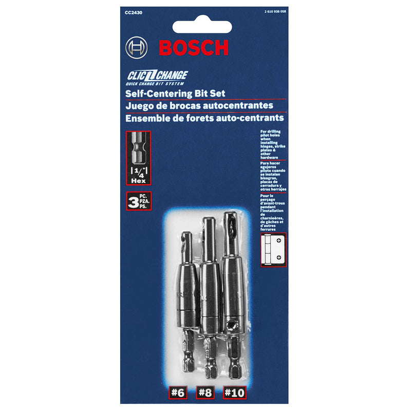 Bosch CC2430 Clic-Change 1/4 in. Self-Centering Drill Bit Assortment (3-Piece) 3pc Set