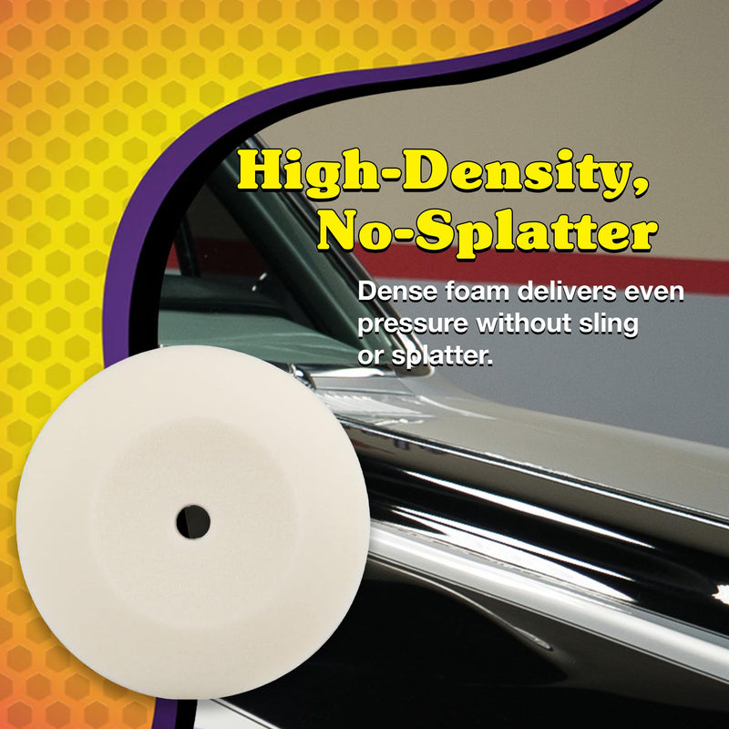 Wizards Foam Polish Buffing Pad - Velcro Backed, Medium Cutting Foam Pad for Car Detailing - ‎No Splatter High Density Foam for Auto Detailing Supplies - 8½" x 1¼" Foam Polish Buff Pad