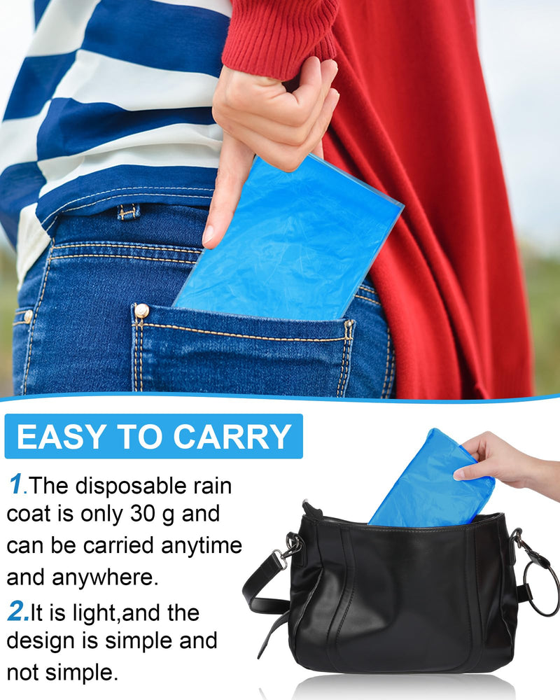 JaGely 120 Pack Disposable Rain Ponchos for Adult Family Pack Bulk Wedding Homeless Care Emergency Travel Hooded Raincoat Blue - NewNest Australia