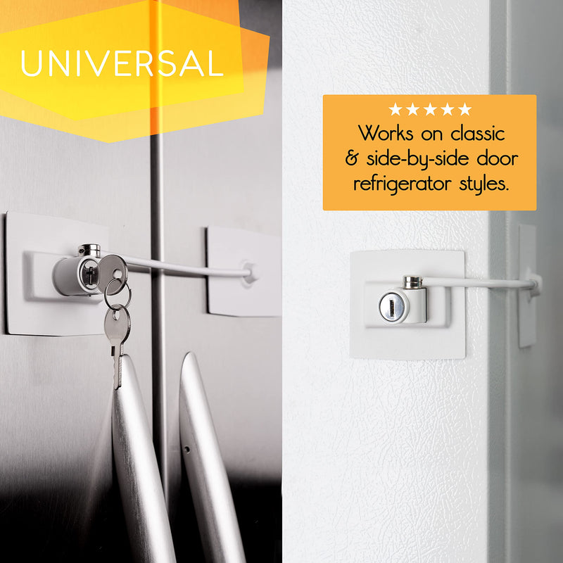 2-Pack Guardianite Premium Refrigerator Lock with Built-in Keyed Lock (2-Pack White) 2-Pack White