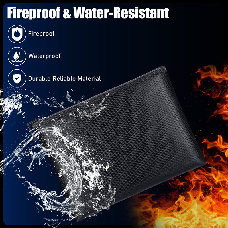 Epakh 4 Pack Fireproof Document Bags 13.4 x 9.4 Inch Waterproof and Fireproof Money Bag Document Holder with Zipper Fireproof Safe Storage Bag for A4 Documents, Money, Passport and Tablet