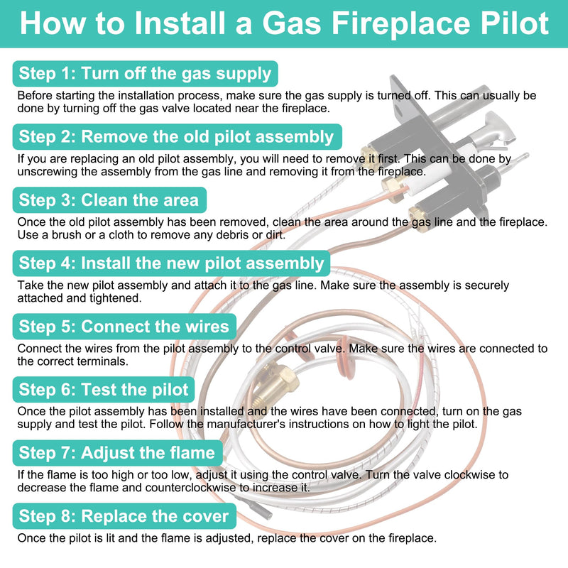 4021-736 Natural Gas Pilot Assembly for Heatilator, Heat N Glo, Quadrafire Fireplaces, 485-510A, 2103-010 Pilot Assembly Gas Fireplace Replacement Parts with Thermocouple Thermopile 4021-736 Natural Gas