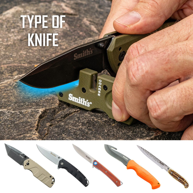 Smith’s Pocket Pal Tactical Knife Sharpener - 2 Stage Sharpener & Diamond Sharpening Rod - Pocket Clip - Outdoor Hunting Knife & Hook Sharpener - Compact & Lightweight PP1-Mini Tactical (OD Green)