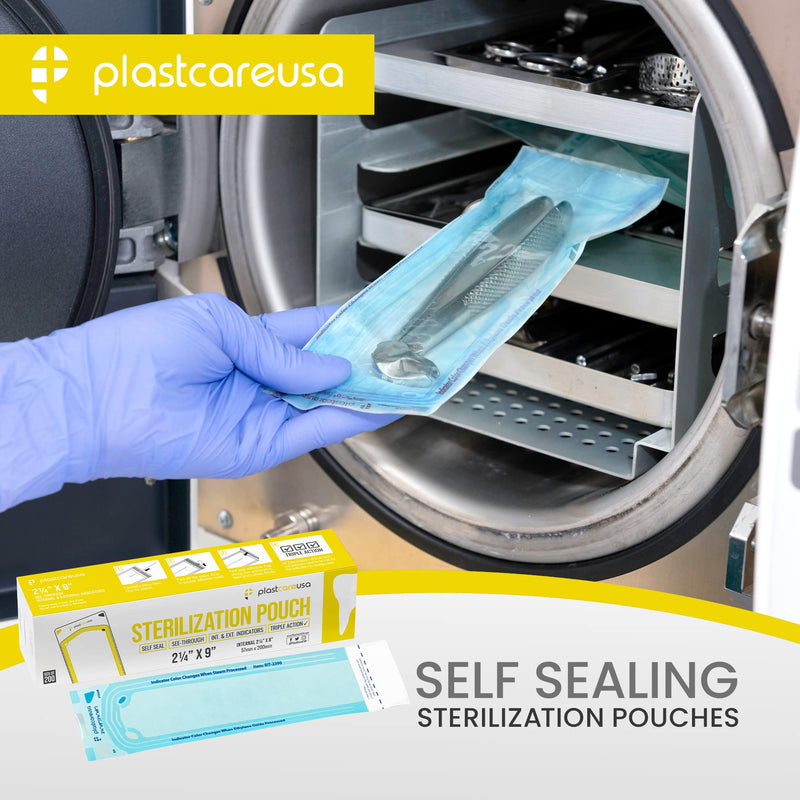 200 2.25 x 9 Sterilization Pouches, Sterilizer Autoclave Bags for Sterilizing Dental Medical Instruments and Cleaning Tools 200