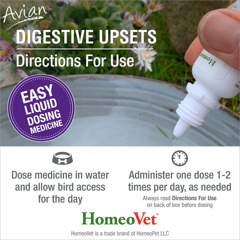 HomeoPet Avian Digestive Upsets, Safe and Natural Digestive Support for Poultry and Pet Birds, Bird Supplement, 15 Milliliters - PawsPlanet Australia