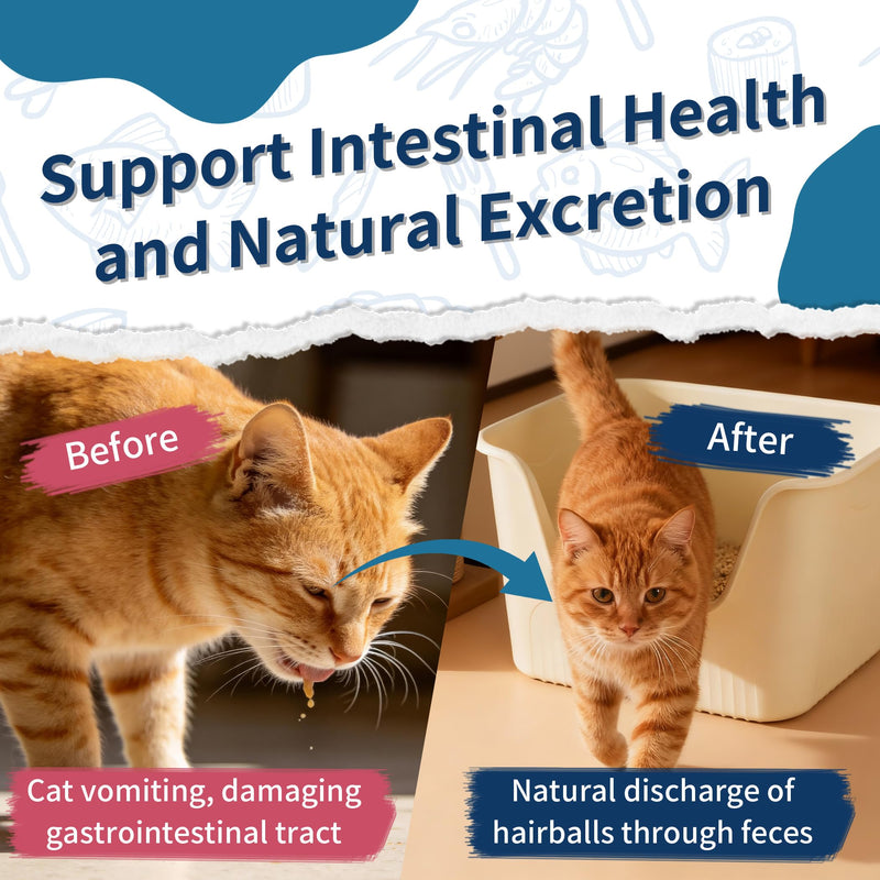 Hairball Paste for Cats, 4.23 oz/120 g, Contains Chicken, Fish Oil, Inactivated Probiotics, Taurine, Promotes Intestinal Peristalsis & Digestion, Passes Hairballs Naturally, Reduces Vomiting (1 Tube) 1 Tube (4.23oz in total)