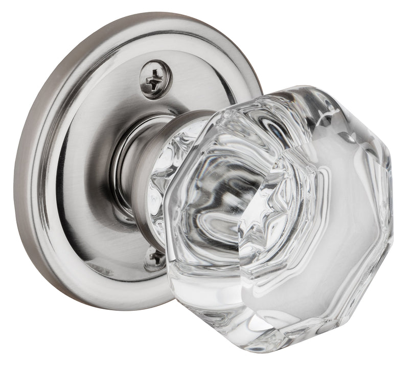 Dynasty Hardware Classic Rosette, Crystal Style Door Knob, Individual Dummy Door Knob, Satin Nickel