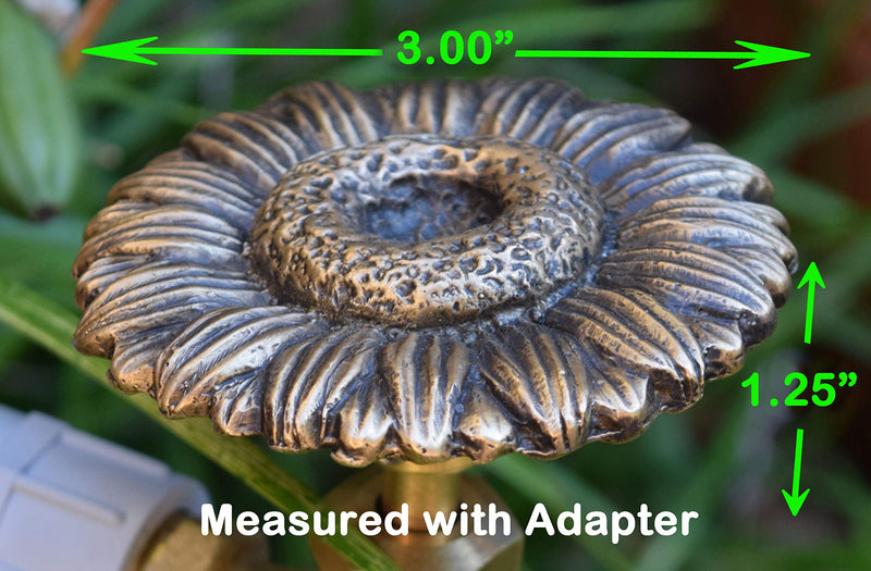 Sunflower - Decorative Outdoor Faucet Handle with Universal Adapter, Brass, DIY, Replacement Handle Only (Faucet not Included)