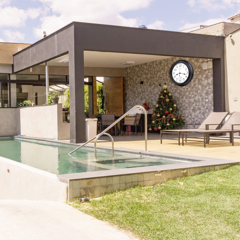 16 Inch Large Outdoor Clock Waterproof with Thermometer Retro Wall Clocks for Patio Pool Garden Home,Bronze 16" Bronze