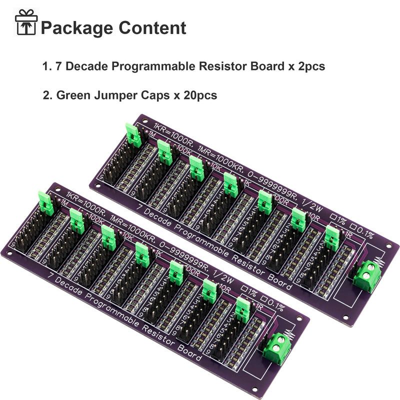 2pcs 0R - 9999999R Seven Decade Programmable Resistor Board Step 1R 1% 1/2 Watt 1206 with 2 Types Output Resistor board (2pcs)