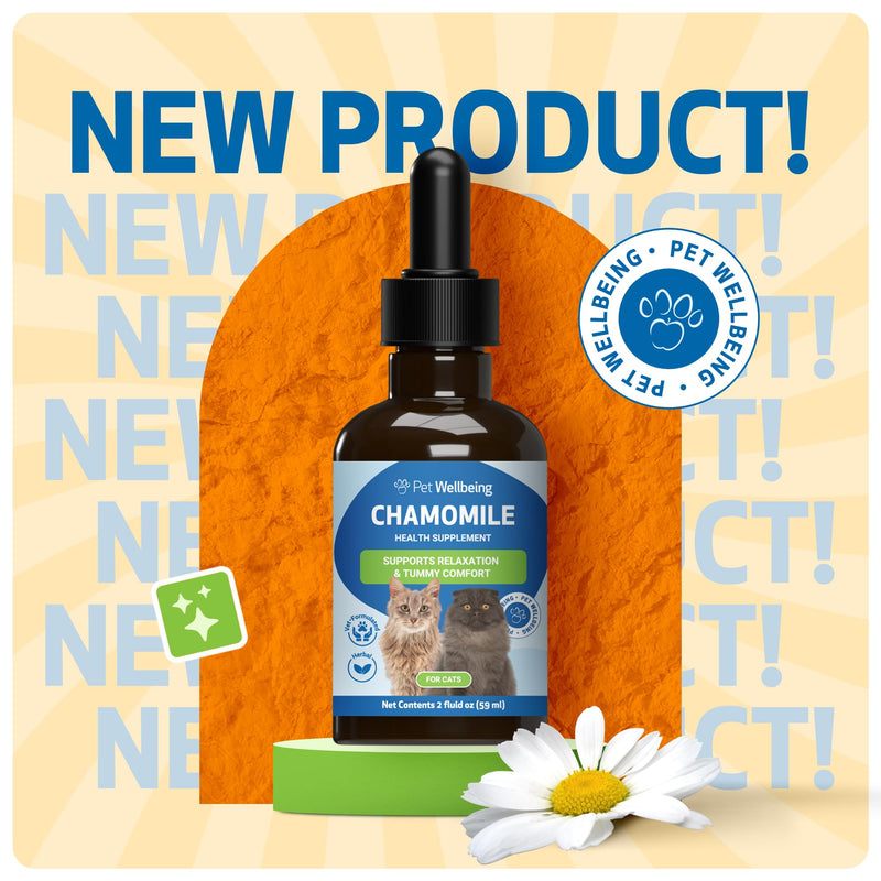 Pet Wellbeing Chamomile for Cats - Organic Single Herb Supplement - Gentle Digestive Support, Holistic Calming - Pure Chamomile Extract - Vet-Formulated Liquid Wellness 2 oz (59ml)