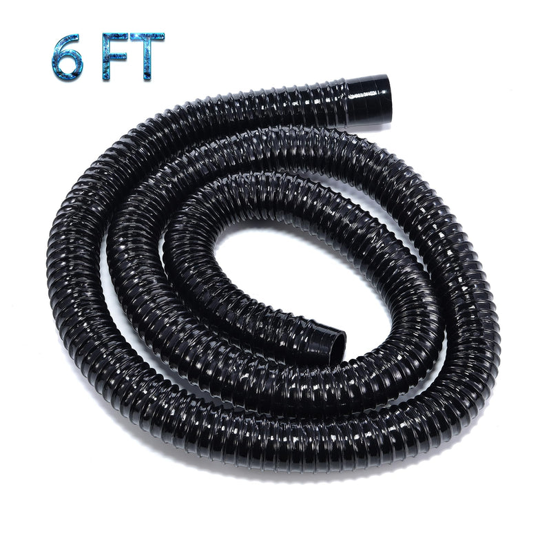 1-1/8 Boat Bilge Pump Hose Kit,1-1/8 Dia 6 FT Kink-Free PVC Hose,1-1/8 Inch ABS Thru-Hull Fitting,2PCS （316）Stainless Steel Hose Clamps for Boat Marine 1-1/8black