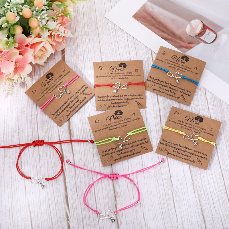 60 Sets Heart Stethoscope bracelet Bulk Nurse Gifts for Women Nurse Bracelet Nurses Week Gifts Bulk 2026 Nurses Appreciation Gift Nursing Student Graduation Gift With Blessing Cards for Women