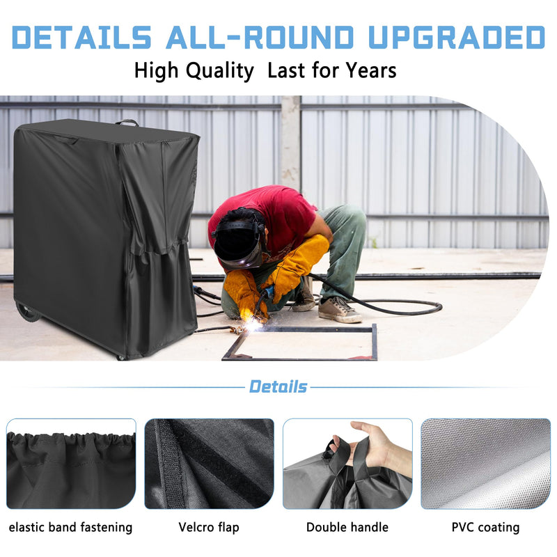 Welding Cart Cover, Black Waterproof and Durable Protective Welding Machine Cover for Most Plasma Cutter Rolling Welding Cart on Market