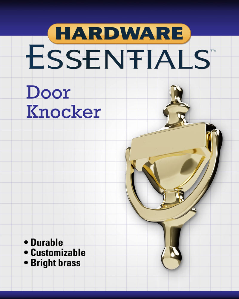 Hardware Essentials 852393 Bright Brass Door Knocker, 7-Inch Brass Without Viewer - NewNest Australia
