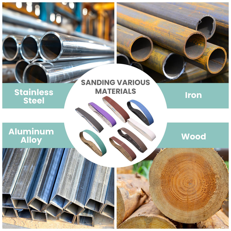 1-1/2 x 30 Sanding Belt Kit, 16 Pack 1.5 x30 Inch Polishing Belts 40-1000 Grit, Pipe Tube Polisher Sander Belts for Metalworking, Weld Removal