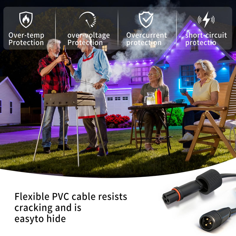 19.6FT Extension Cable for Govee Permanent Outdoor Lights, IP68 Waterproof 3-Pin Power Cord, Compatible with H705A H705B H705C H706A H706B H706C, Outdoor Dots String Light Extension Wire 19.6ft Extension Cord