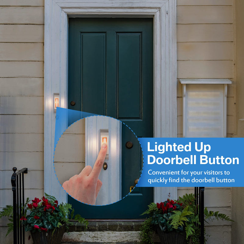 Enhon 1 Pack Solid Nickel Doorbell Button,Sleek Metal LED Light Up Wall Mounted Door Bell Push Buttons for Home, Universal Garage Door Opener Switch(Stylish Style)