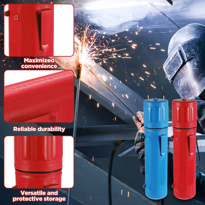 2 Pcs Welding Rod Storage Tube 14 Inch Stick Electrode Storage Container Airproof Waterproof for Welding Rod Canister(Red and Blue)