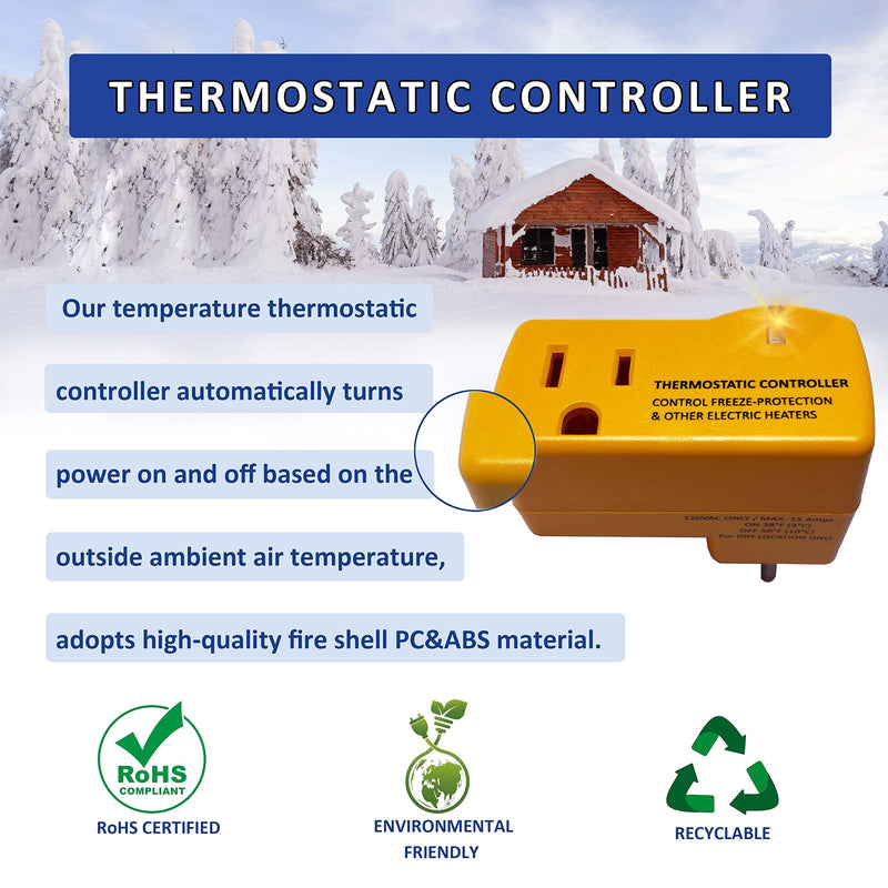 MAXKOSKO Freeze Thermostatically Controlled Outlet，Automatically Turn On Below 38 °F and Off Over 50 °F 1