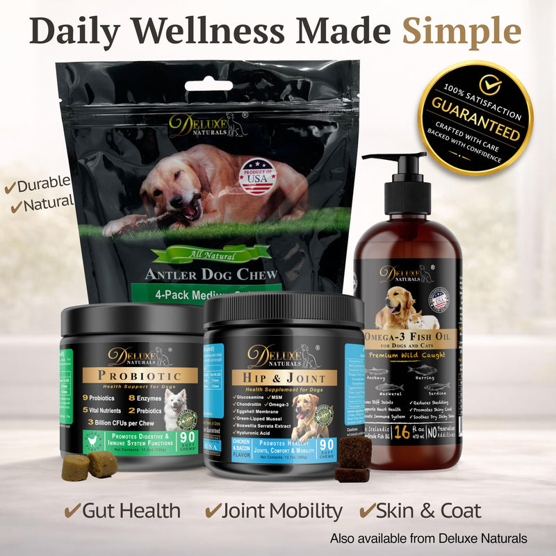 Hip and Joint Soft Chews for Dogs – 90 Count – Glucosamine, MSM, Chondroitin, Omega-3, Green-Lipped Mussel – Promotes Mobility, Comfort, and Joint Health – Chicken & Bacon Flavor