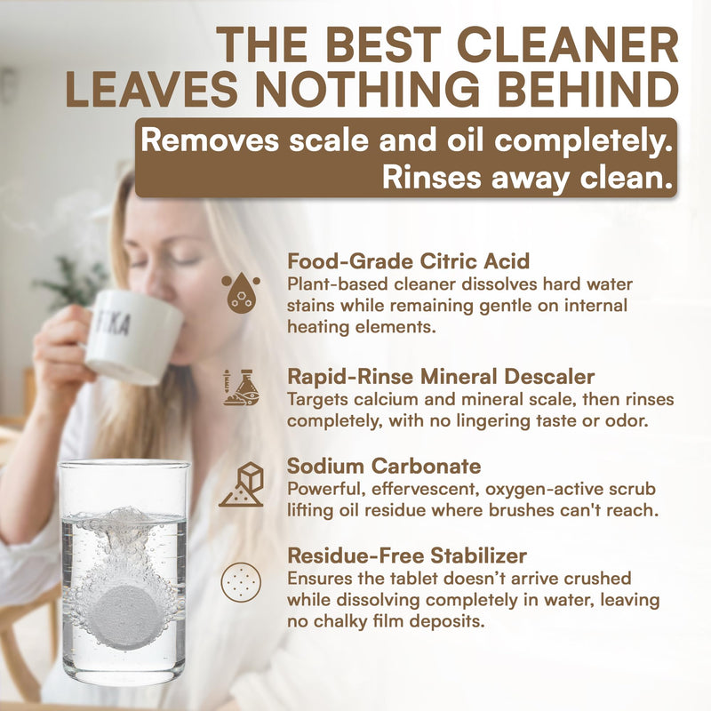 Coffee Maker Cleaner and Descaler Tablets 24-Pack, Residue-free, Compatible with Nespresso, Ninja, Multi-cup, Single-serve, Delonghi, Espresso Machine, Keurig, Coffee Pot Cleaner Cleaning Tabs 1 Count (Pack of 24)