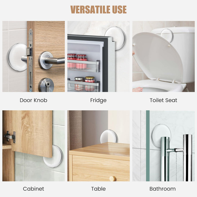 Crosize 6 Pieces 3.15" Clear Door Stoppers for Wall, No-Falling Door Knob Wall Protectors, Strong Adhesive Door Bumpers