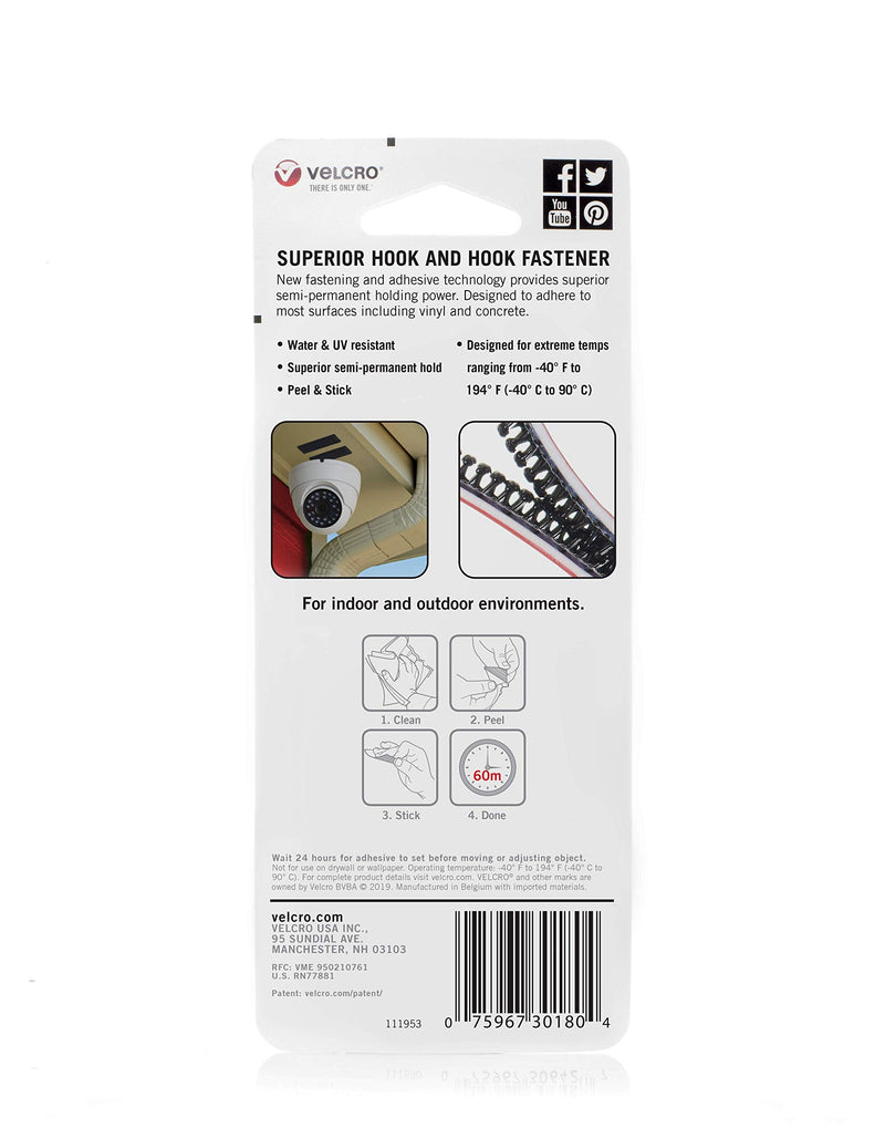 VELCRO Brand Extreme Lock Mounting Squares with Adhesive | 16 Sets, 1-Inch | Attach Electronics, Lighting or Signage Outdoors | Built to Withstand Harsh Temperatures and Weather | Black 1 inch Squares, 16Pk