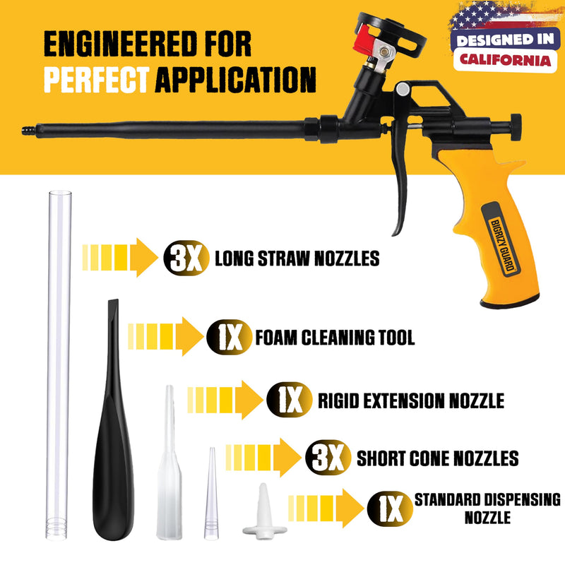 Spray Foam Gun, 1 Professional Expanding Foam Dispensing Gun with 9 Nozzles 1 Pack